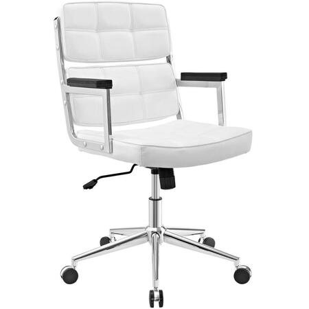 MODWAY FURNITURE 39.5 H X 26 W X 25 L In. Portray Highback Upholstered Vinyl Office Chair, White EEI-2685-WHI